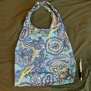Blue yellow paisley lands end beach bag